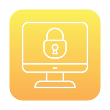 Basit Bilgisayar monitörü Ekran simgesi, vektör illüstrasyonunu kilitle