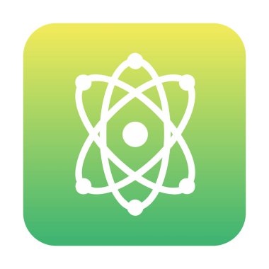 Moda düz biçimli atom simgesi, bilim simgesi vektör illüstrasyonu                     