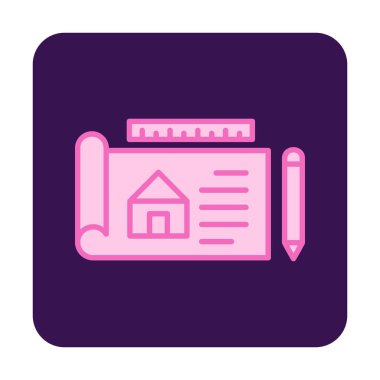 Basit Mimari Planı simgesi, vektör illüstrasyonu