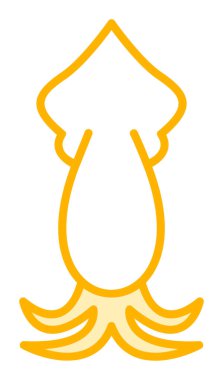 Beyaz arkaplanda mürekkep balığı vektörü simgesi 