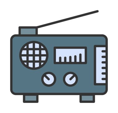 Düz radyo ikonu. özet çizimi  