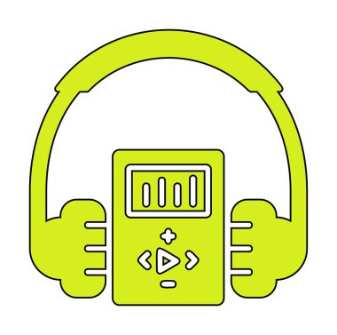 Düz kulaklık simgesi, web afişi, web ve mobil, bilgi grafikleri için vektör illüstrasyon kavramı.