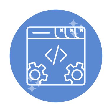 Basit programlama kodu optimizasyon simgesi, vektör illüstrasyonu