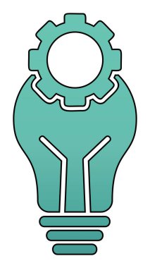 Cogwheel simgesi, vektör illüstrasyonlu ampul 