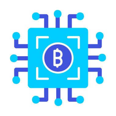 Bitcoin Madeni İşlemcisi (BTC) simgesi, vektör illüstrasyonu 