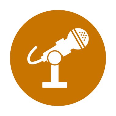 mikrofon simgesi uzun mavi arkaplanda izole edildi.