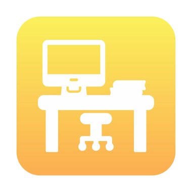 düz ofis masa simgesi vektör illüstrasyonu