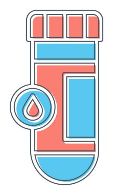 Kan testi tüpü ana hat vektör simgesi. Laboratuvar test sembolü, logo illüstrasyonu.