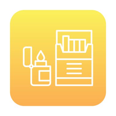 Sigara ve daha hafif ikonlu tütün sembolü, vektör illüstrasyonu 