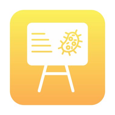 Bakteri simgesi ve vektör illüstrasyonlu sunum tahtası