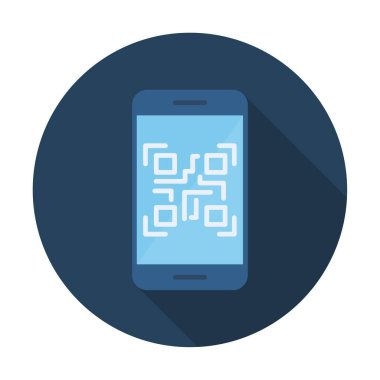 Akıllı Telefon Ekran Web simgesi Qr Kodu, vektör illüstrasyonu 