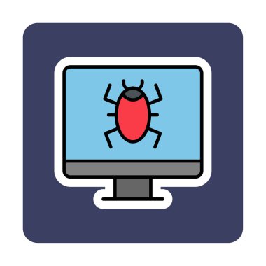 Basit Bilgisayar Virüsü simgesi, vektör illüstrasyonu