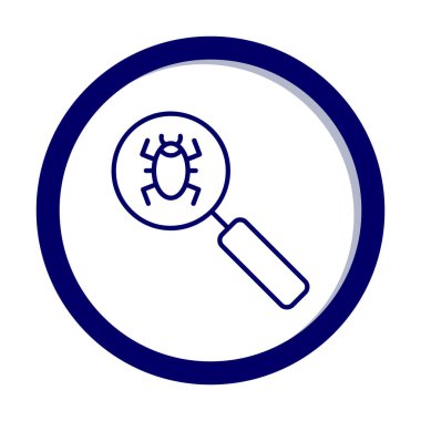 Böcekli büyüteç, virüs tespit simgesi, vektör illüstrasyon tasarımı 