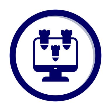 Dos hacker bombalı basit düz bilgisayar monitörü