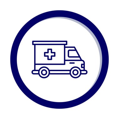 ambulans araba simgesi, renk vektörü çizimi