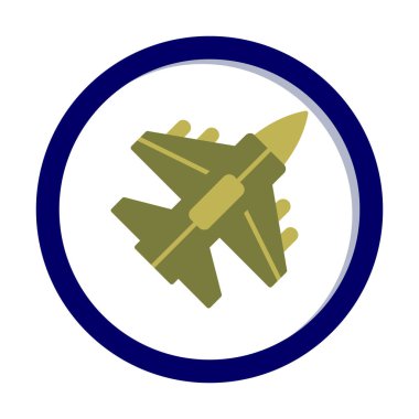 Jet Fighter ikonu. Askeri uçak uçuşu. vektör illüstrasyonu