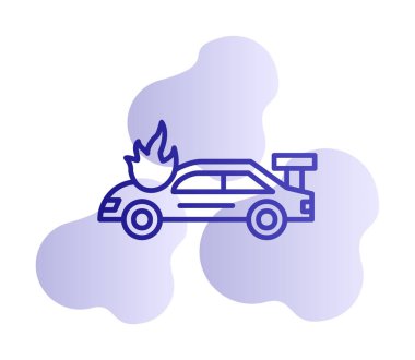 Yanan Araba ikon vektör illüstrasyonuName