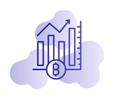 Bitcoin ve grafik simgesi. özet çizimi 