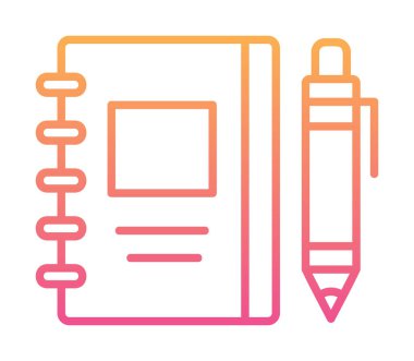 Çizim defteri ve kalem simgesi, vektör illüstrasyonu  