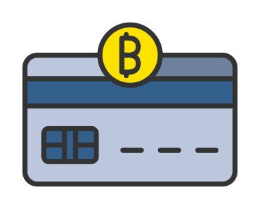 Bitcoin cüzdan simgesi, bitcoin simgesi olan kredi kartı, vektör illüstrasyonu 