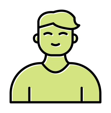 Saç stili vektör çizimi olan genç erkek avatar. 