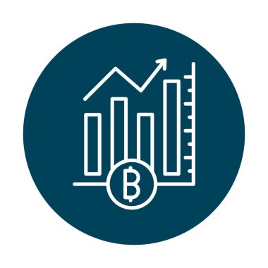 Grafikli bitcoin Analitik simgesinin vektör illüstrasyonu