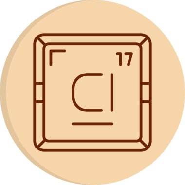 Klor CI kimyasal element simgesi. Periyodik tablonun kimyasal elementi. Atom numarası ile imzala