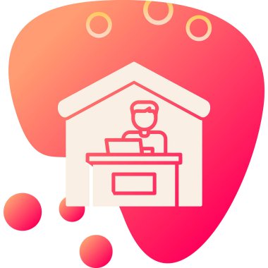 Ev hattı ikonunda çalış. Dışarıdan iş ilanı. Uzaktan ofis çalışanı sembolü. Kalite tasarım elemanı. Satır biçimi ev simgesi