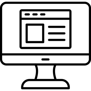 Web sitesi işareti, vektör illüstrasyonlu blog simgesi, bilgisayar ekranı