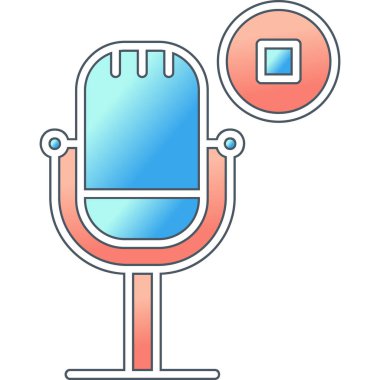 Podcast düz simgesini, vektör illüstrasyonunu durdur  