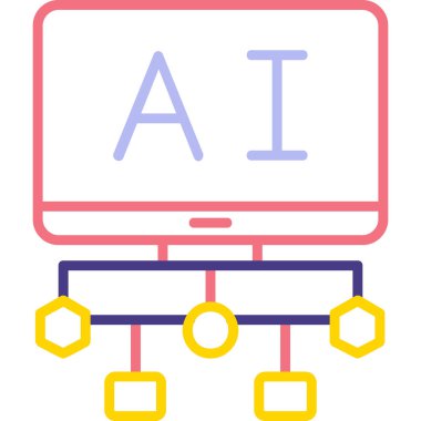  ai akış diyagramı simgesi, vektör illüstrasyonu basit tasarım