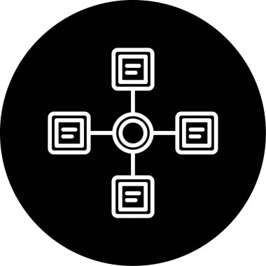 İş diyagramı simgesi. Ağ şeması simgesi. Veritabanı sembolü, vektör illüstrasyonu