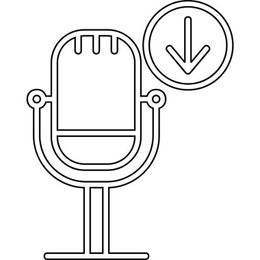 Podcast İndirme. Web simgesi basit illüstrasyon        
