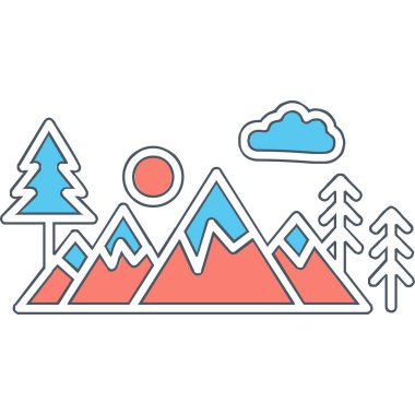 Bir dağ manzarasının vektör çizimi 