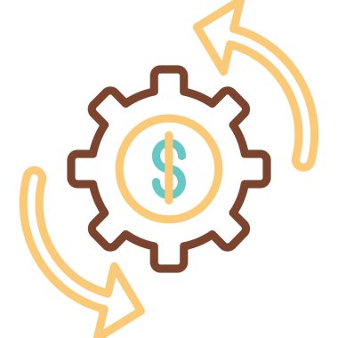 dişli ve dolar işareti web simgesi basit illüstrasyon