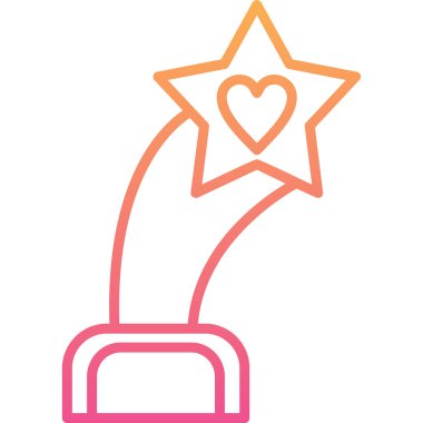 İçinde kalp olan yıldız şeklinde bir heykel. Web simgesi basit illüstrasyon