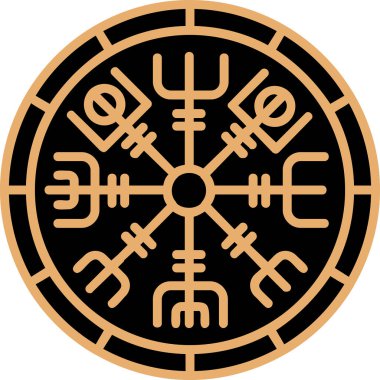 Vegvisir runik pusula simgesi, vektör illüstrasyonu.