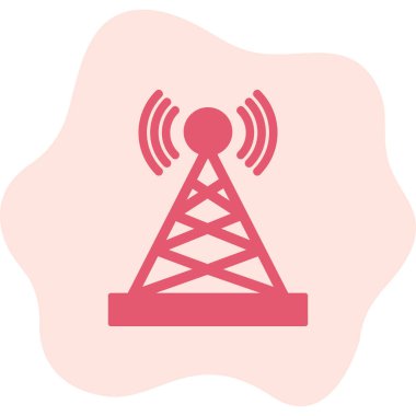 Uydu kulesi işaret çizgisi ağ simgesi, vektör illüstrasyonu