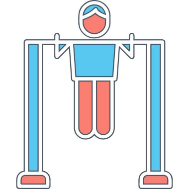 Çubuk Simgesini Aç, Çekme Egzersizi Yapan Kişi. Vektör İllüstrasyonu 