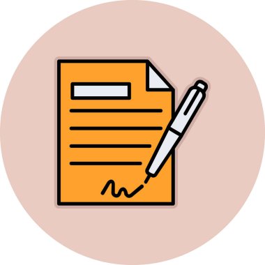 Sözleşme simgesi imzalama, basit vektör illüstrasyonu