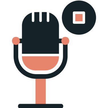 Podcast düz simgesini, vektör illüstrasyonunu durdur  