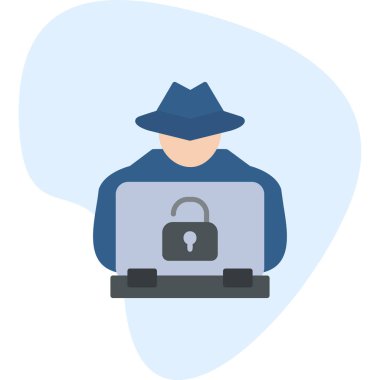 Hacker siber saldırı simgesi, vektör illüstrasyonu