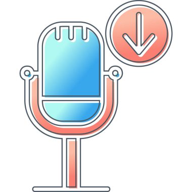 Podcast İndirme. Web simgesi basit illüstrasyon        