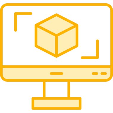 3D modelli bilgisayar ekranı, vektör illüstrasyonu