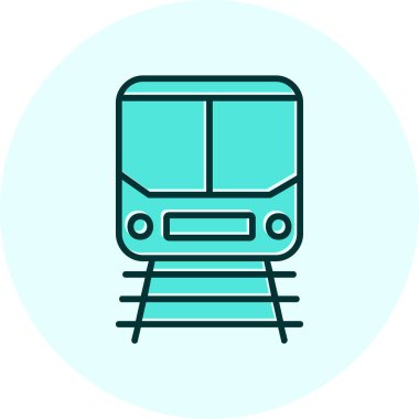 Demiryolu raylarındaki tren simgesi, vektör illüstrasyonu 