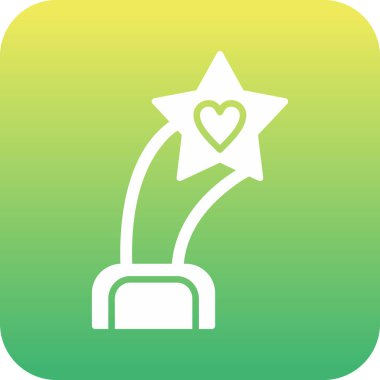 İçinde kalp olan yıldız şeklinde bir heykel. Web simgesi basit illüstrasyon