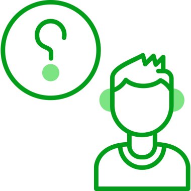 Müşteri Soru simgesi, vektör illüstrasyonu. Logotype. Konuşma balonunda soru işareti olan çocuk Avatar 'ı  