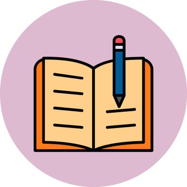 kitap ve kalem ikonu vektör illüstrasyonu