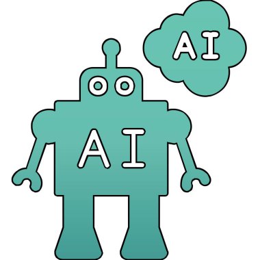 Yapay zeka. robot ikon vektör illüstrasyonu 