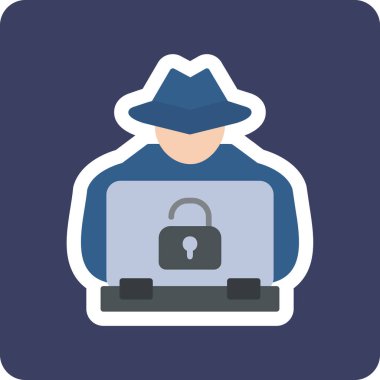 Hacker siber saldırı simgesi, vektör illüstrasyonu